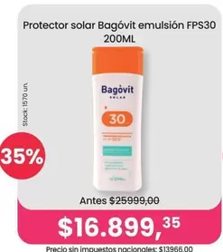 Bagovit - Protector solar emulsión FPS30
