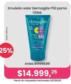 Dermaglós - Emulsión solar F50 pomo