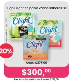 Clight - Jugo en polvo varios sabores 8G