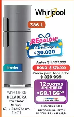 Whirlpool - WRM42HKD HELADERA