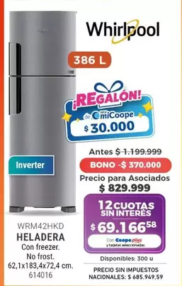 Whirlpool - WRM42HKD HELADERA