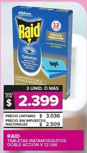 Raid - Tabletas Matamosquitos Doble Accion