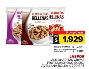 Lasfor - Almohaditas Crema Frutilla/Choco Suizo/Avellana