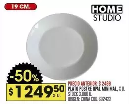 Origen - PLATO POSTRE OPAL MINIMAL, X U.