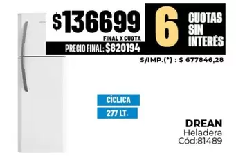 Drean - Heladera Cód:81489