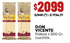 Don Vicente - Fideos x 500 Gr. Cód:27219