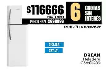 Drean - Heladera Cód:81489