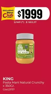 King - Pasta Maní Natural Crunchy
