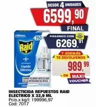 Raid - INSECTICIDA REPUESTOS ELECTRICO X 32,9 ML