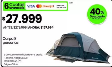 Origen - Carpa 8 personas