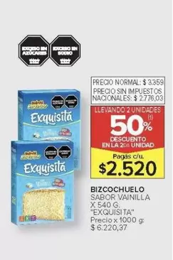 Exquisita - BIZCOCHUELO SABOR VAINILLA