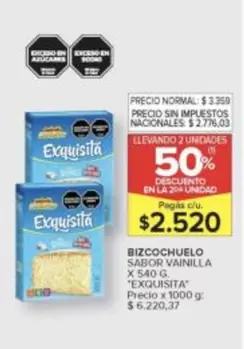 Exquisita - BIZCOCHUELO SABOR VAINILLA