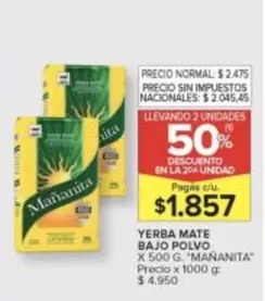 Mañanita - YERBA MATE BAJO POLVO