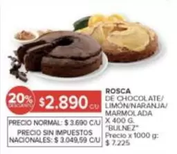 X$ - ROSCA DE CHOCOLATE/ LIMON/NARANJA/ MARMOLADA