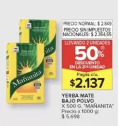 Mañanita - YERBA MATE BAJO POLVO