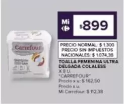 Carrefour - TOALLA FEMENINA ULTRA DELGADA COLALESS