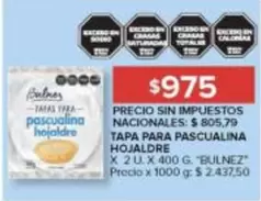 X$ - TAPA PARA PASCUALINA HOJALDRE