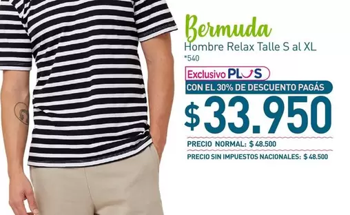 XL - Bermuda Hombre Relax Talle S al