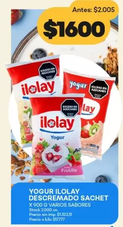 Ilolay - YOGUR DESCREMADO SACHET