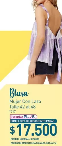 42 - Blusa Mujer Con Lazo Talle  al 48
