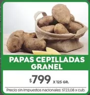 X$ - PAPAS CEPILLADAS GRANEL