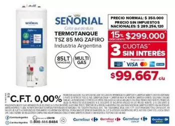 Señorial - TERMOTANQUE TSZ 85 MG ZAFIRO