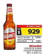 Brahma - Cerveza Rubia Chopp Porron