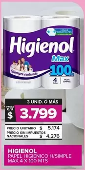Higienol - Papel Higienico H/Simple Max