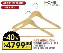 X$ - PERCHA DE MADERA