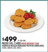 X$ - FIGURAS DE MERLUZA REBOZADAS PREFRITAS CONGELADAS