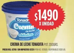 Tonadita - CREMA DE LECHE