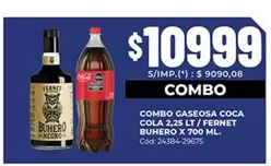 Coca cola - COMBO GASEOSA COCA COLA 2,25 LT/FERNET BUHERO X 700 ML