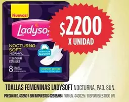 Ladysoft - TOALLAS FEMENINAS NOCTURNA