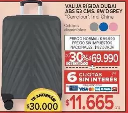 Carrefour - VALIJA RÍGIDA DUBAI ABS 53 CMS. 8W DGREY