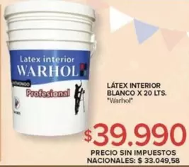 Warhol - LATEX INTERIOR BLANCO X 20 LTS