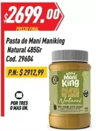 King - Pasta de Mani Natural 485Gr Cod. 29604