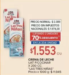 Las Tres Niñas - CREMA DE LECHE UAT P/COCINAR