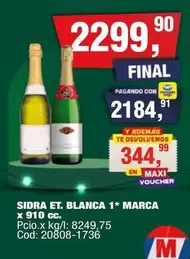 X$ - SIDRA ET. BLANCA 1* MARCA