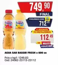 X$ - AGUA SAB BAGGIO FRESH x 600 cc