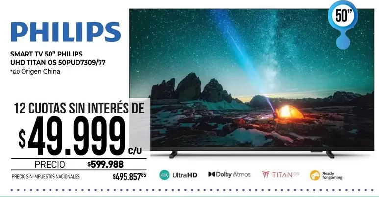 Philips - SMART TV 50 UHD TITAN OS 50PUO7309/77