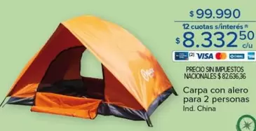 Carpa con alero para 2 personas