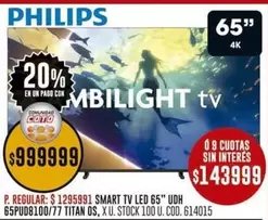 Philips - SMART TV LED 65" UDH 65PUD8100/77 TITAN OS