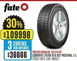 Fate O - CUBIERTA 175/65 R14 82T PRESTIVA, XU.
