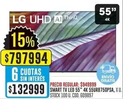 LG - SMART TV LED 55" 4K 55UR8750PSA