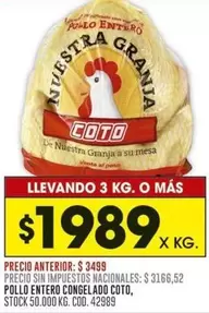 Coto - POLLO ENTERO CONGELADO COTO