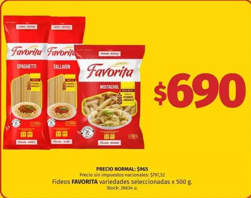 Favorita - SPAGHETTI, TALLARIN, MOSTACHOL
