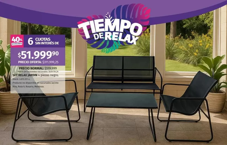 Negro - SET RELAX JARDIN 3 piezas negro