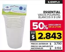 Carrefour - Essential Vasos Polipapel Blancos