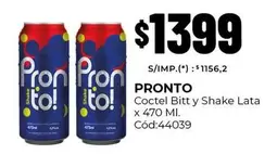 Pronto - Coctel Bitt y Shake Lata