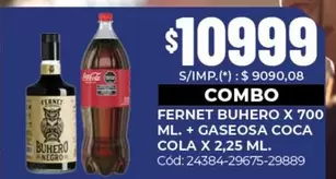 Coca cola - FERNET X 700 ML. + GASEOSA COCA COLA X 2,25 ML.